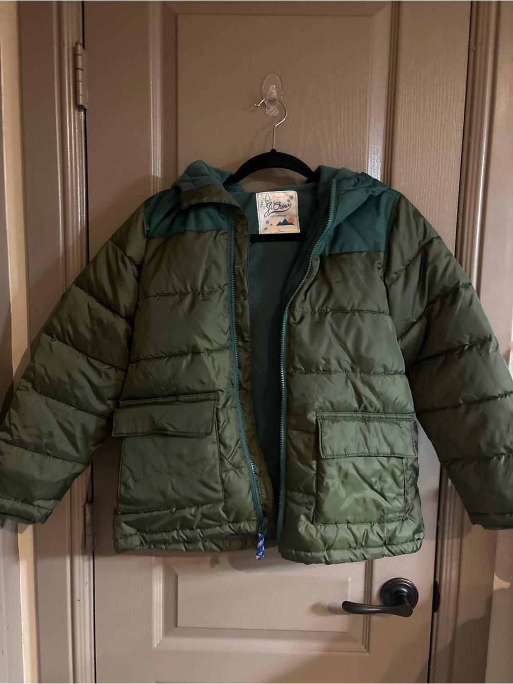 J. crew Kids Green Puffer Jacket with Hood
